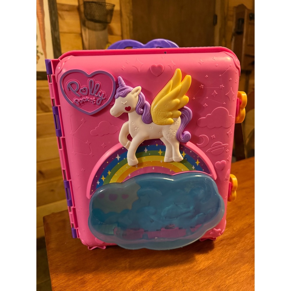Polly Pocket Rainbow Funland Theme Park Backpack Playset Unicorn Carnival Toy